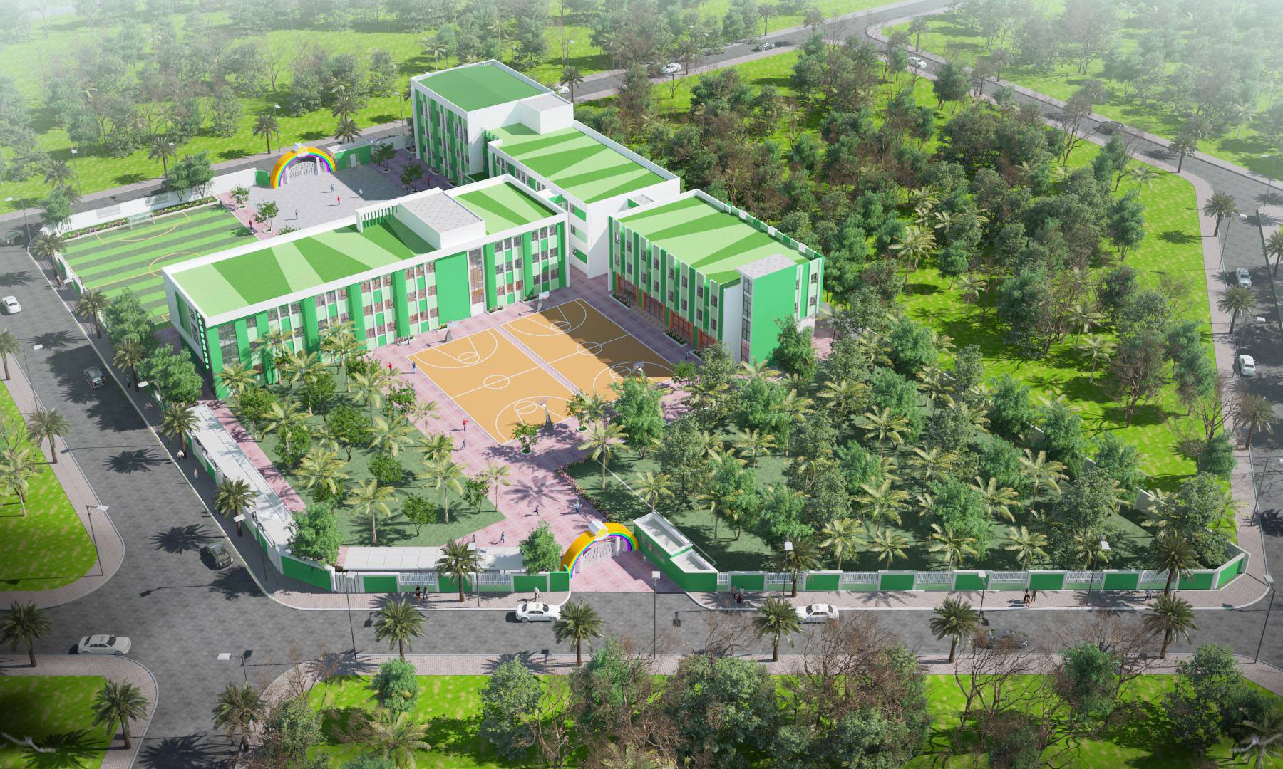 Toàn cảnh trường Lômônôxốp nhìn từ trên cao 